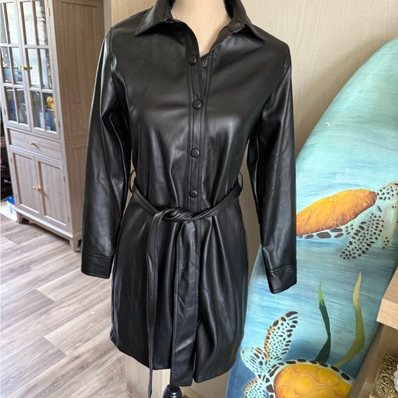Aris Black Leather Motorcycle Jacket with Silver Zipper Details - Picture 1 of 3